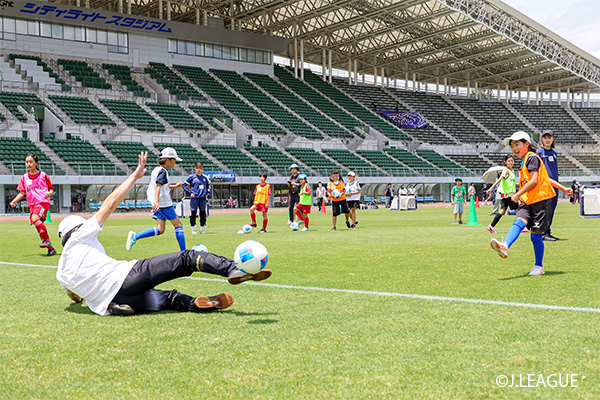 写真：シュート練習